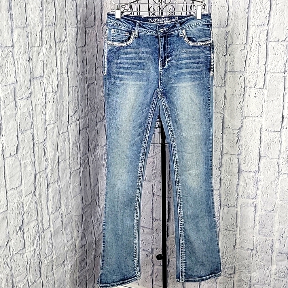 PLATINUM PLUSH MOM LA Gemstone Encrusted Jeans Size‎ 5